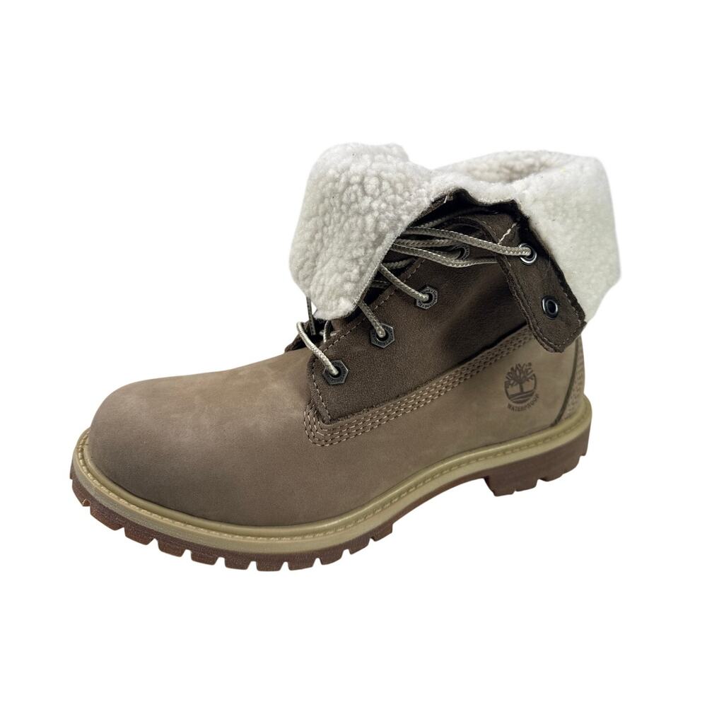 Timberland‎ Roll Top Boots Womens 8.5 Light Brown Nubuck Warm Lined Fleece WP